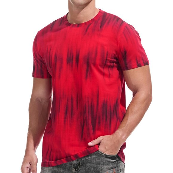 Mens Red Hipster Hip Hop Short Sleeve Print T Shirt Casual Fashion Top - Picture 1 of 4